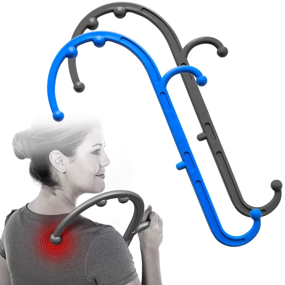 Back, Neck and Foot Neck Massager for Trigger Point Fibromyalgia Pain Relief and Self Massage Hook Cane Therapy, Back Scratcher