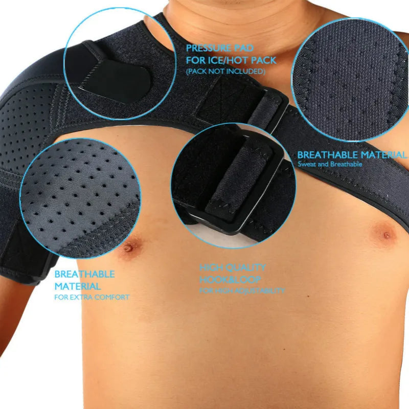 Shoulder Brace with Pressure Pad Neoprene Shoulder Support for Rotator Cuff AC Joint Dislocated Shoulder Compression Sleeve