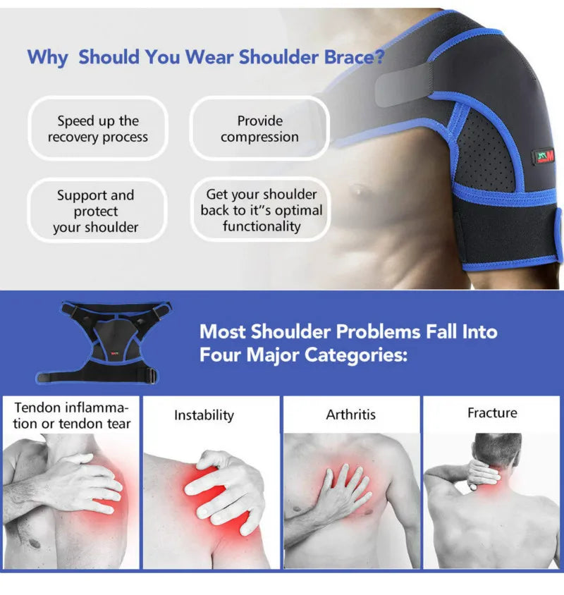 Shoulder Brace with Pressure Pad Neoprene Shoulder Support for Rotator Cuff AC Joint Dislocated Shoulder Compression Sleeve