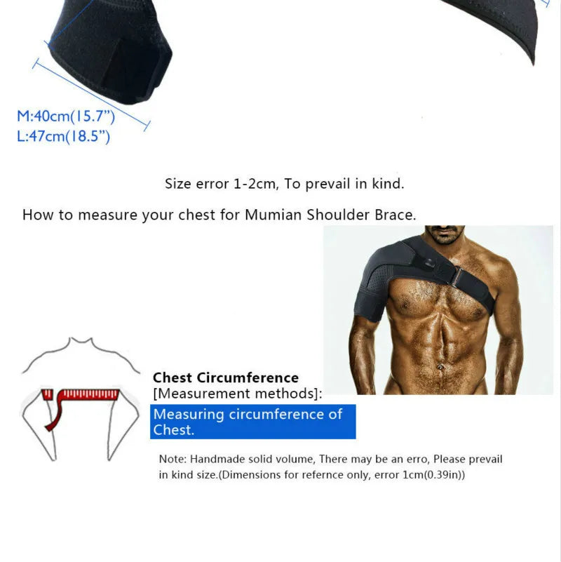 Shoulder Brace with Pressure Pad Neoprene Shoulder Support for Rotator Cuff AC Joint Dislocated Shoulder Compression Sleeve
