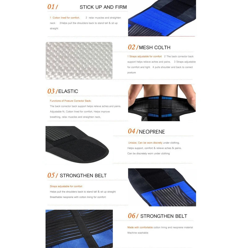 Tcare Adjustable Neoprene Double Pull Lumbar Support Lower Brace Pain Relief Waist Band S-6XL Plus Size, Unisex Back Belt Lumbar