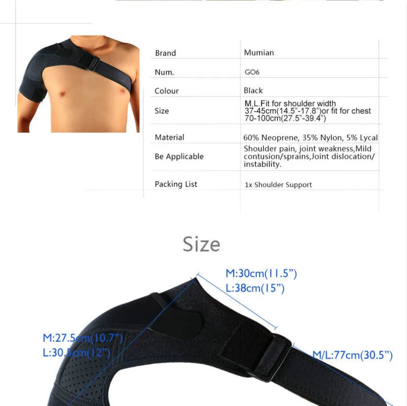 Shoulder Brace with Pressure Pad Neoprene Shoulder Support for Rotator Cuff AC Joint Dislocated Shoulder Compression Sleeve