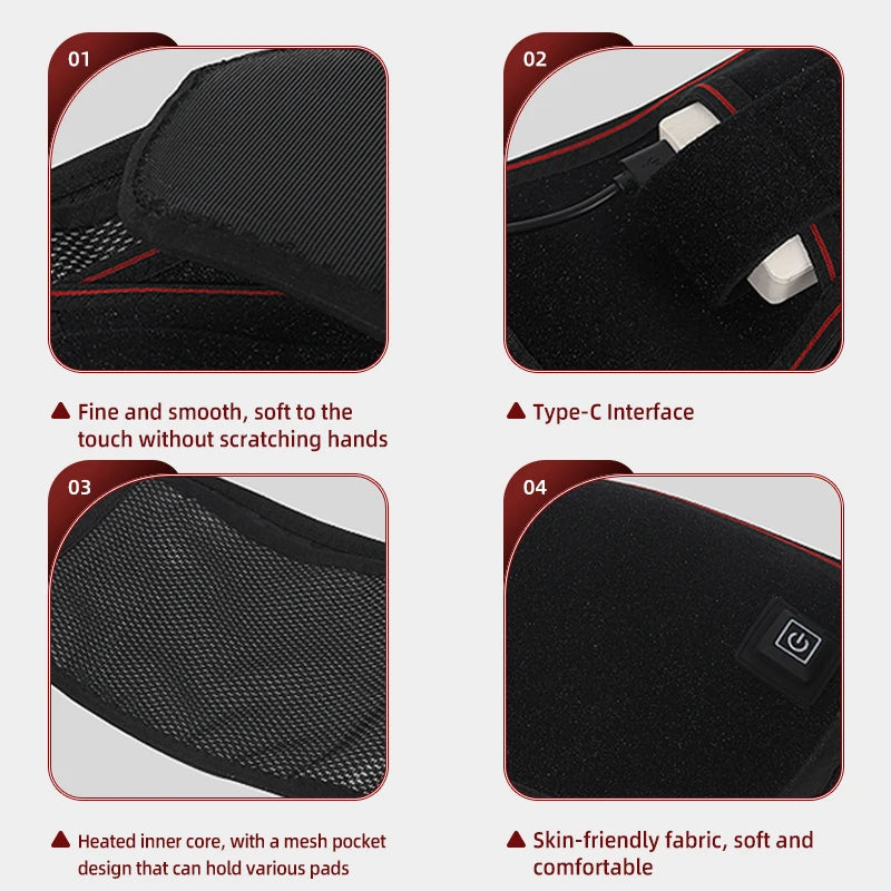Heated Lumbar Support Belt with Massage Vibrating Massage for Lower Back Pain Relief Adjustable Back Braceforpeople