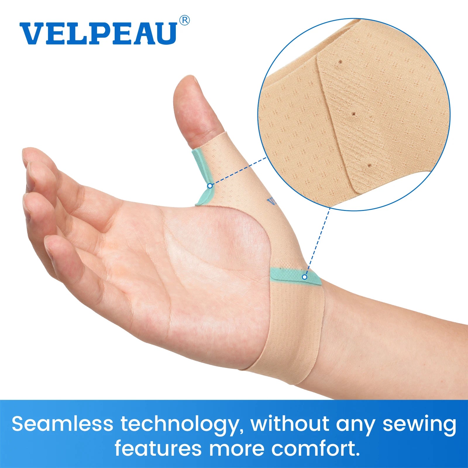 VELPEAU Elastic Thumb Support Brace for Arthritis, Tendonitis, Splint Liner, Thumb Compression Sleeve Fits Left and Right Hands