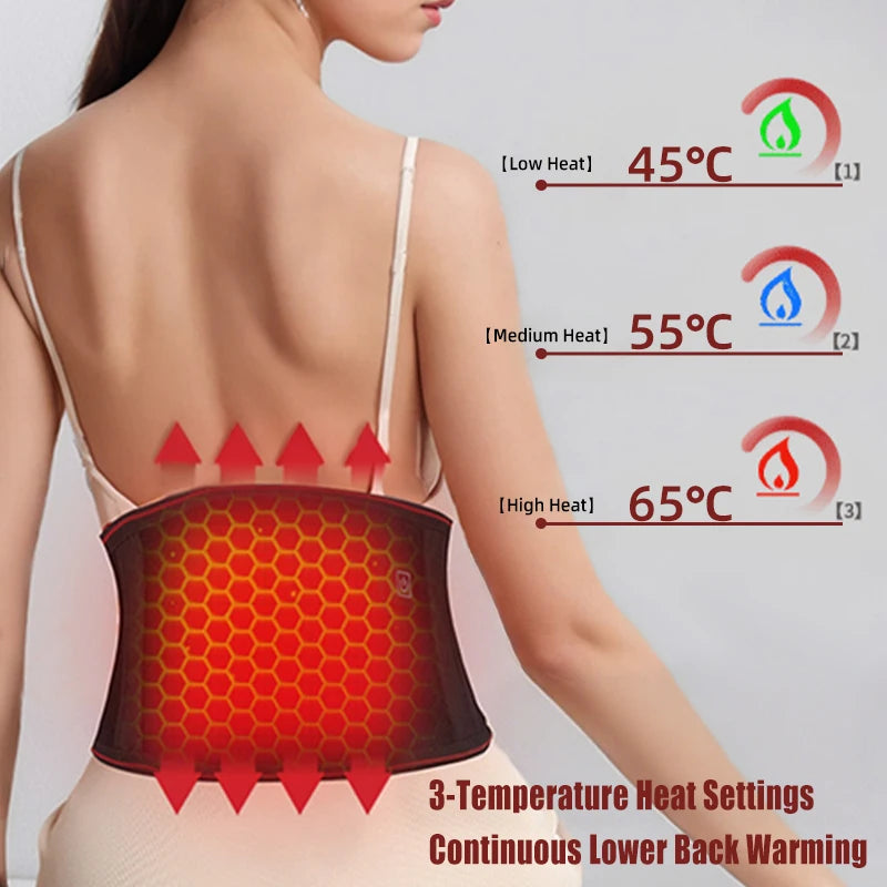 1PC Electric Heated Waist Support Brace Pain Relief Lumbar Heating Pad USB Charging Magnetic Therapy Back Waist Massage Band