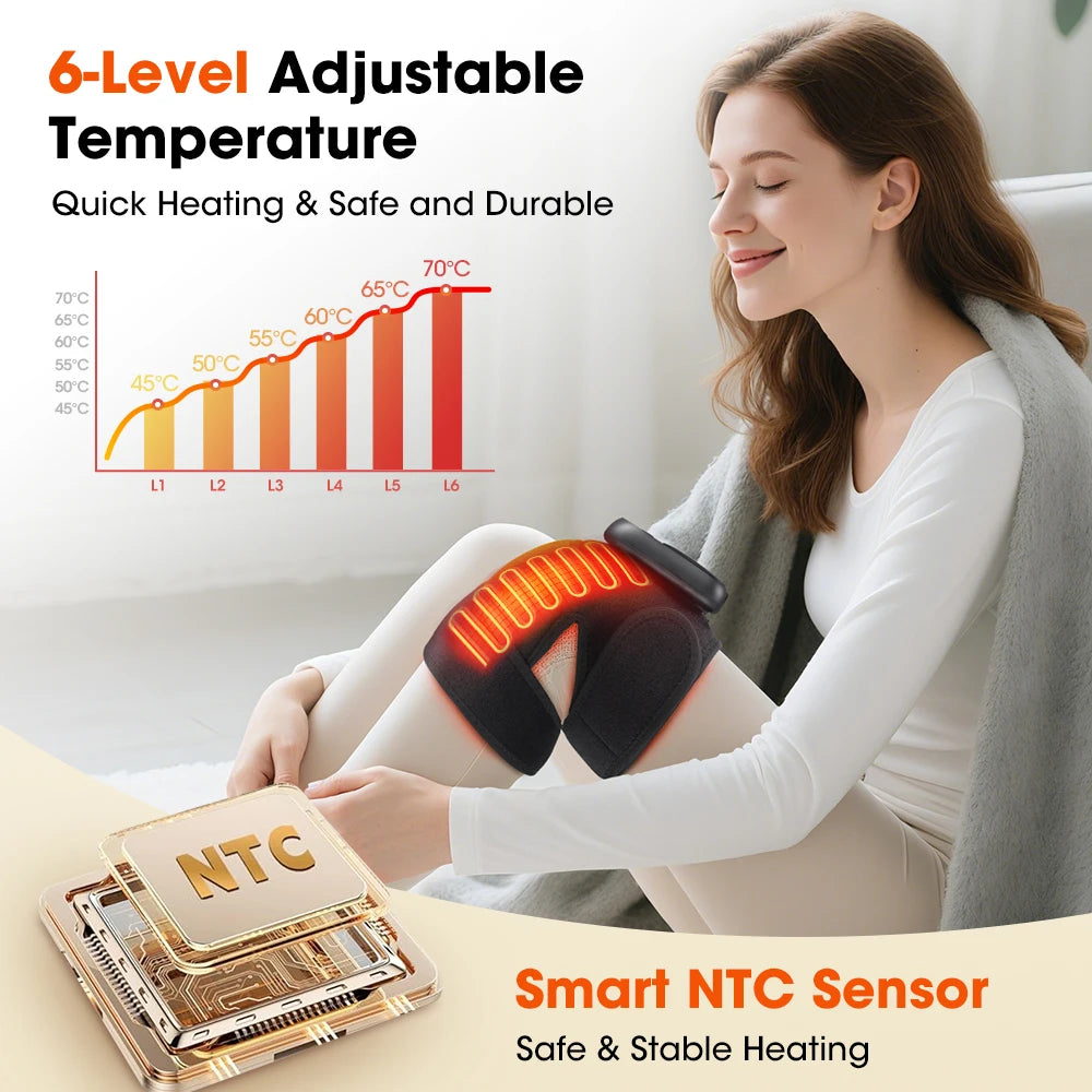 3 IN 1 Heating Knee Pad Multifunctional Knee Shoulder Elbow Massager 3 Modes Vibration Hot Compress Knee Brace USB Charging