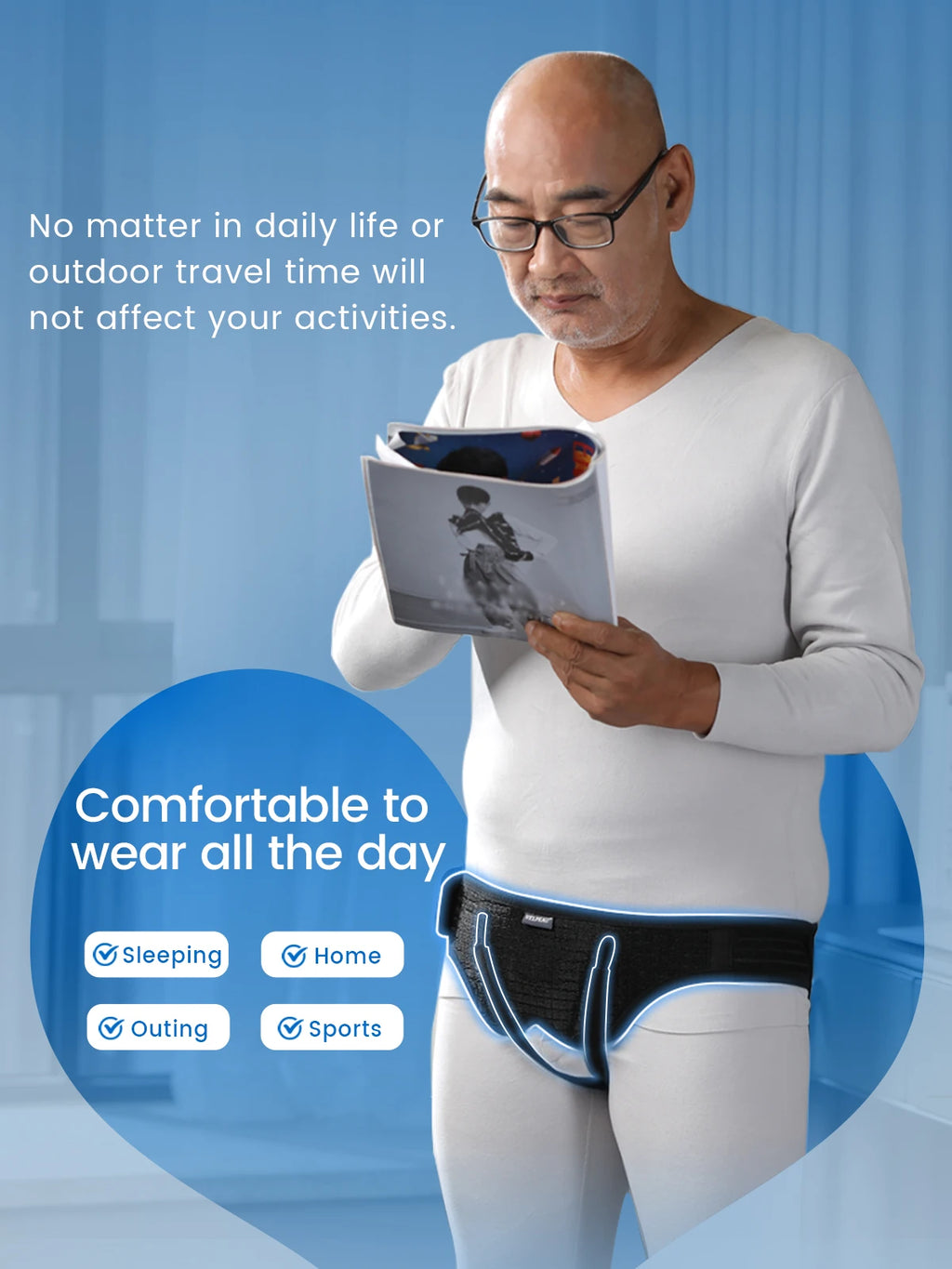 VELPEAU Hernia Belt with 2 Compression Pads, Adjustable Hernia Truss Support for Single/Double Inguinal for Men and Women