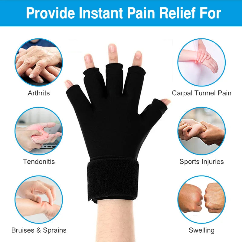 Finger Arthritis Compression Ice Glove Adjustable Wrist Strap Hand Wrist Ice Pack Pain Relief for Arthritis Cold or Heat Therapy