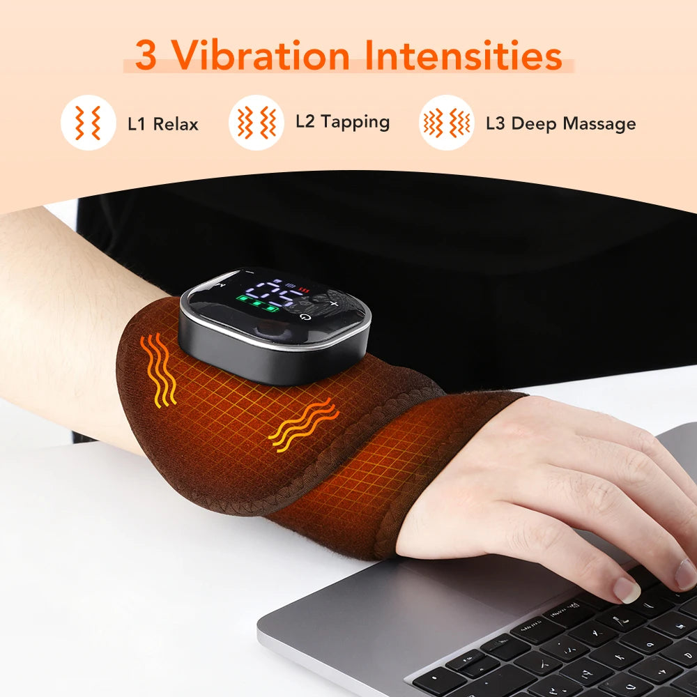 Red Light Therapy Wrist Belt 36 LED - 3-Temp Heat & Vibration Massage for Pain Relief - 660/850nm Support Brace Wrap Belt