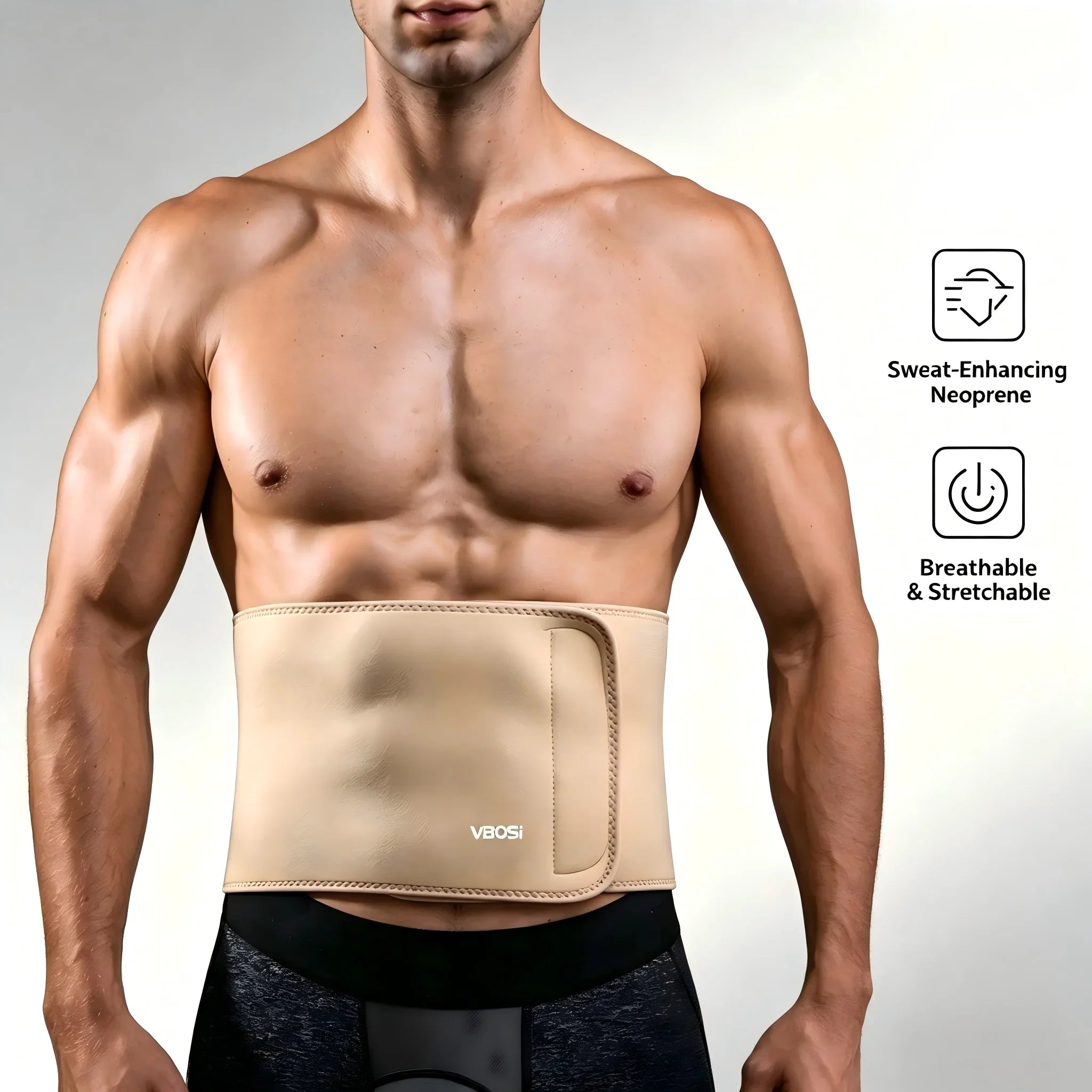 VBOSI Adjustable Waist Trainer Sweat Belt for Men Women, Lumbar Support Waist Trimmer for Gym & Sports
