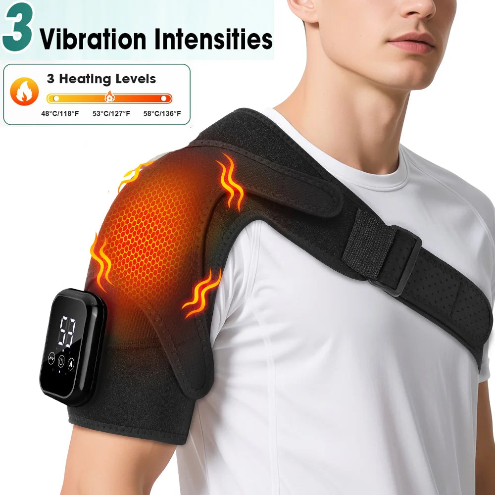 Electric Heating Heated Shoulder Brace Wrap Shoulder Massage Support Belt Strap with Adjustable of Heating Arm Muscle Relaxation
