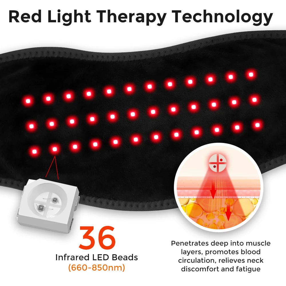 Heating Neck Brace 36pcs LED Beads 660&850nm Vibration Massage Neck Massager Neck Care Cervical Spine Warming Brace Belt