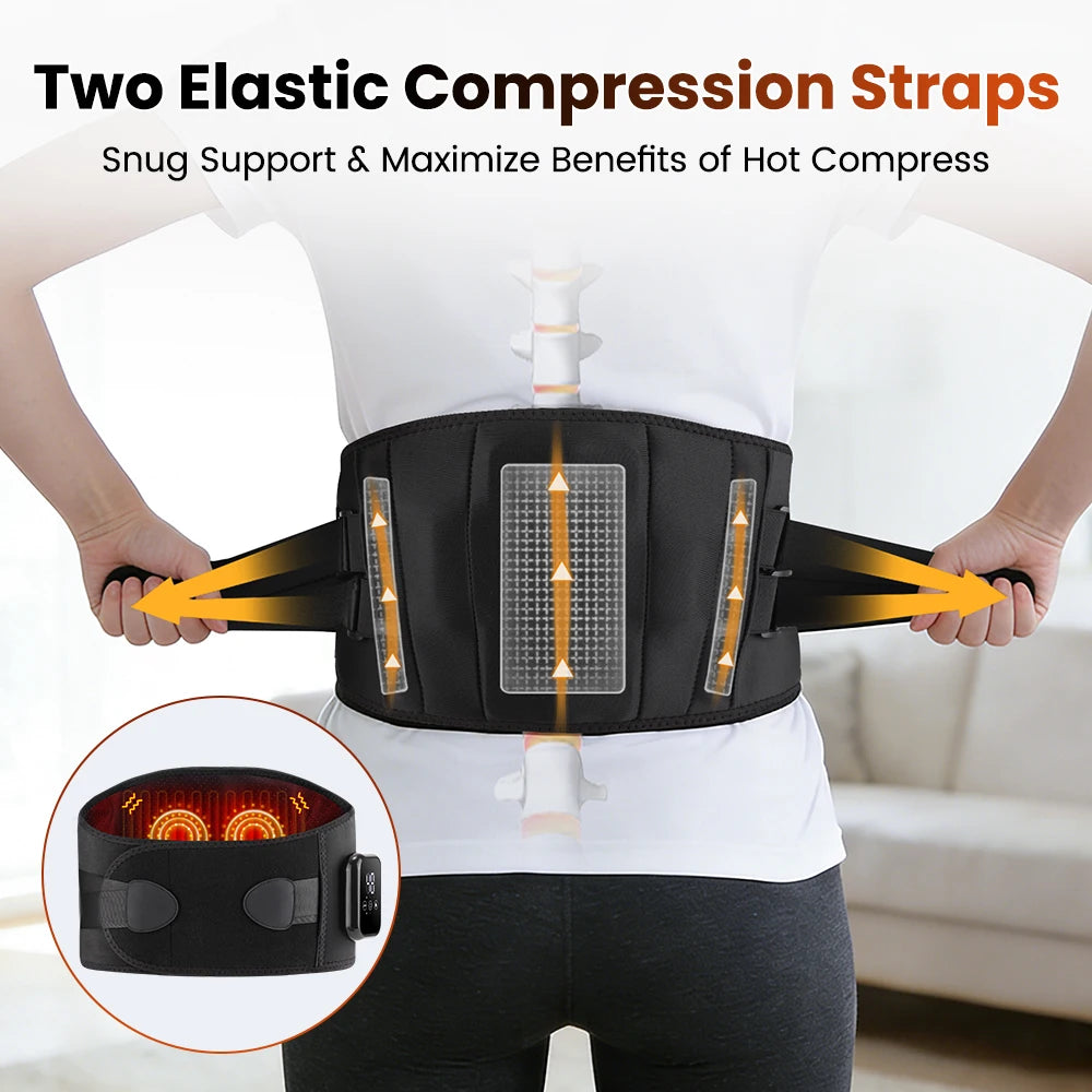 Infrared Heating Waist Massager Electric Belt Vibration USB Charge Red Light Hot Compress Lumbar Back Support Brace Relaxation