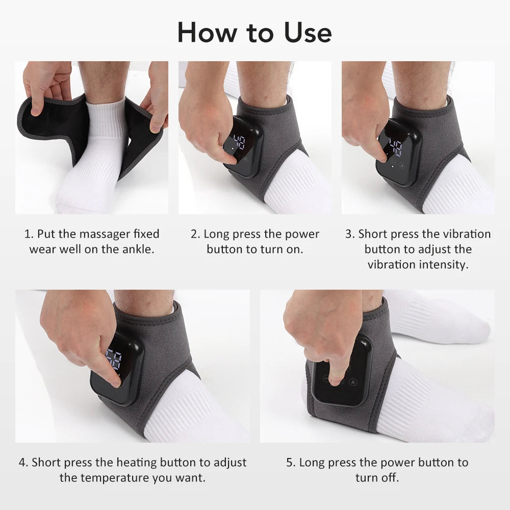 Electric Heated Wrist Brace Adjustable Hot Compress Vibration Massage Hand Wrist Foot Ankle Guard Band Carpal Wrap Support Brace