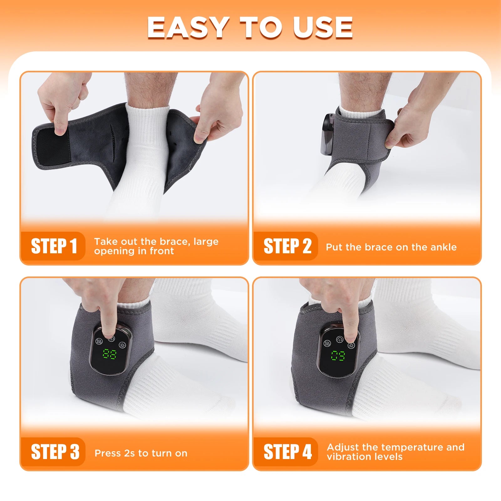 Heating Ankle Massage Belt Electric Hot Compress Vibration Massage Hand Wrist & Foot Ankle Guard Band Carpal Wrap Support Brace