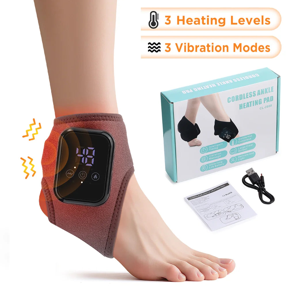 Electric Foot Ankle Massager with Heat Vibration Ankle Heating Pad for Achilles Tendonitis Plantar Fasciitis Hand Wrist Massager