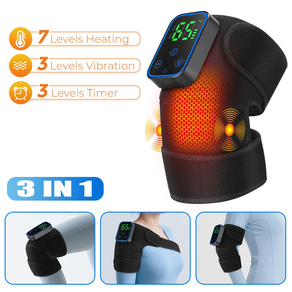 3 in 1 Cordless Thermal Knee Pad Knee Shoulder Massager Vibration Leg Arm Joint Brace Muscle Relax Joint Brace Muscle Relaxation