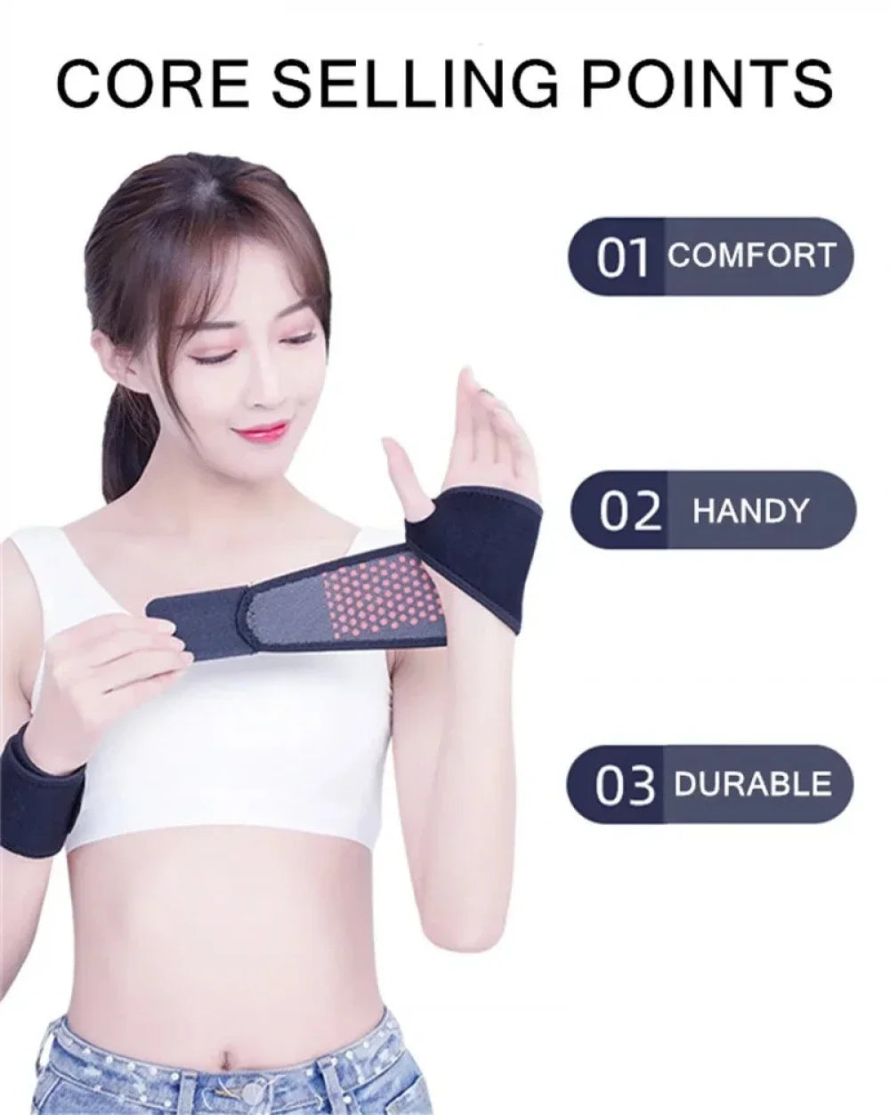 Heated Wrist Brace Self Heating Magnetic Therapy Wrist Support Compression Wrap for Arthritis Pain Relief