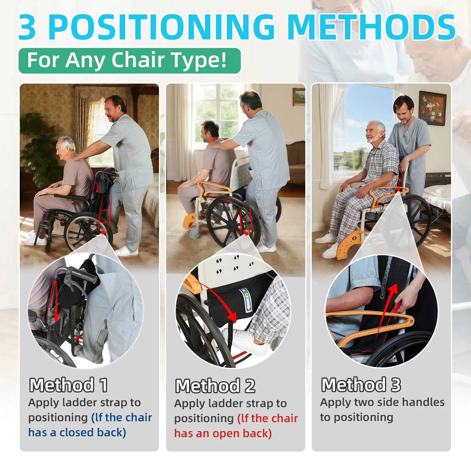 Ehucon One Way Transfer Support Seat Cushion with Handles,Non-Slip Fall Prevention Pad for Elderly 48.4"x16.7" Pack of 1 PC
