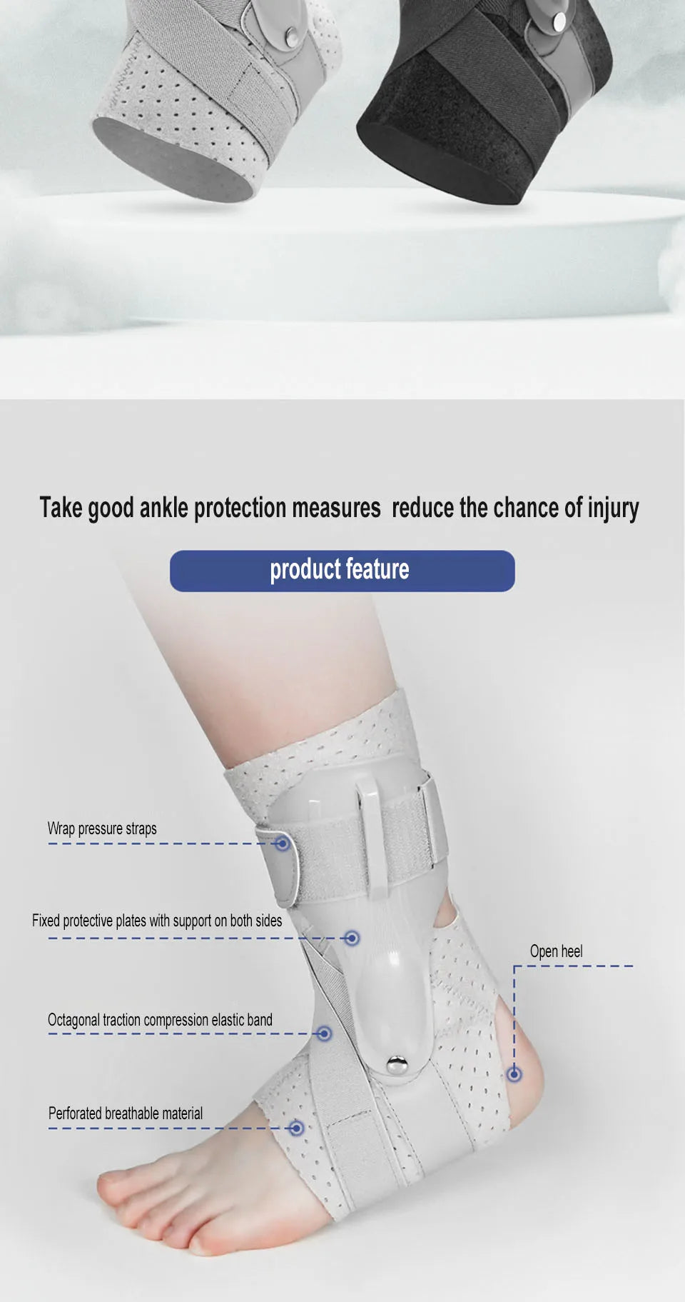 AOLIKES 1PCS Ankle Sprained Support Brace Ankle Splint Stabilizer Protect for Sprained Ankle Injury Recovery Achilles Tendonitis
