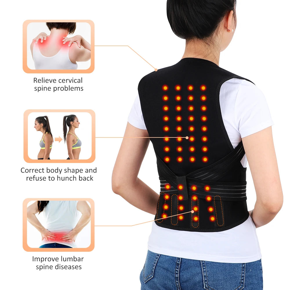 118 Tourmaline Self Heating Magnetic Therapy Waist Belt Spine Lumbar Brace Back Neck Shoulder Massager Posture Corrector Belt