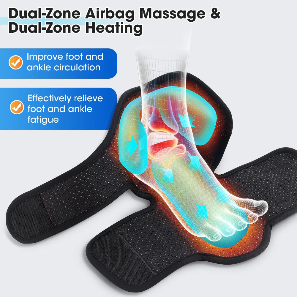 Portable Foot Massager with Heat, Cordless Ankle Massage for Plantar Fasciitis, Swelling, Compression Boot for Circulation