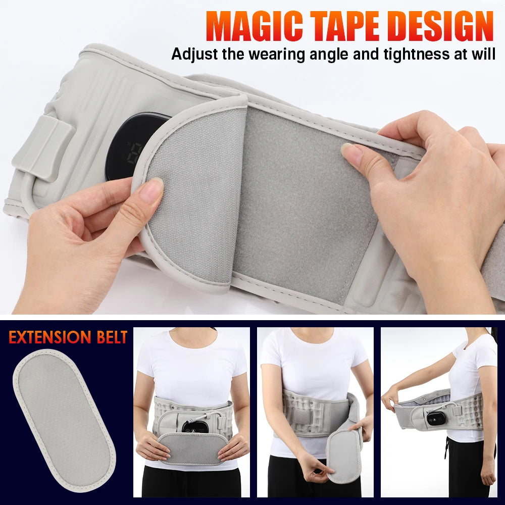 Inflatable Decompression Belt with Rechargeable Battery Inflatable Lumbar Traction Device Heating Waist Massage Back Pain Relief