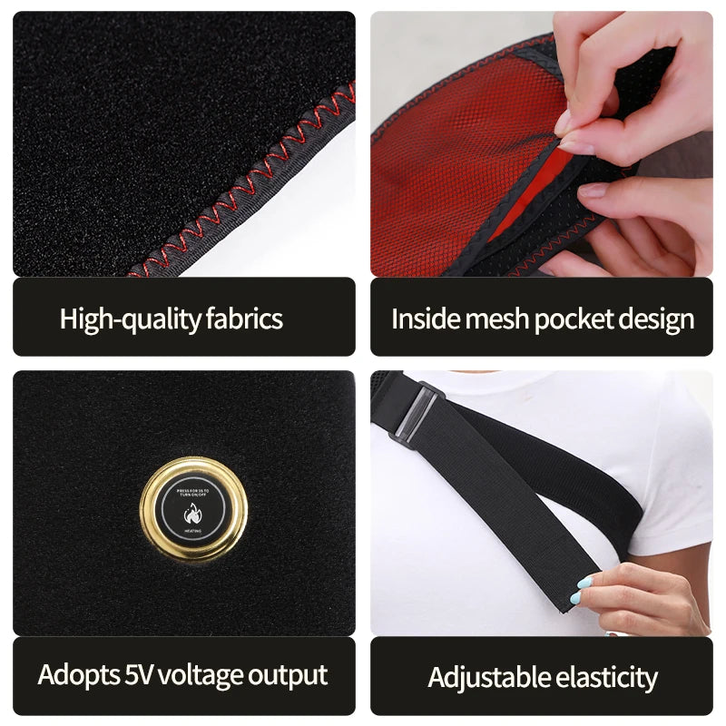 Shoulder Heating Brace for Pain Relief Heated Shoulder Wrap 3 Temperature Settings Ideal for Rotator Cuff Home Office-Jet Black