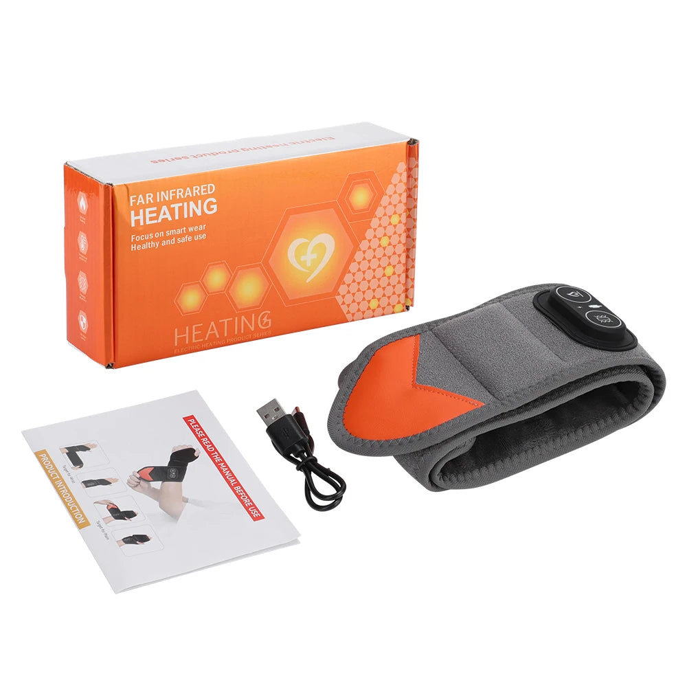 Cordless Heating Wrist Guard 660nm & 850nm Red Light Hot Compress Wristband 3 Levels Electric Vibration Massage Hand Wrist Brace