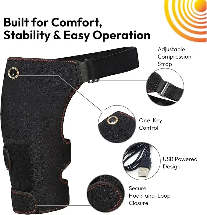 Electric Heating Cordless Heated Massage for Hip Sciatica Pain Relief Hip Heating Pad Support Brace with Hot Physical Therapy