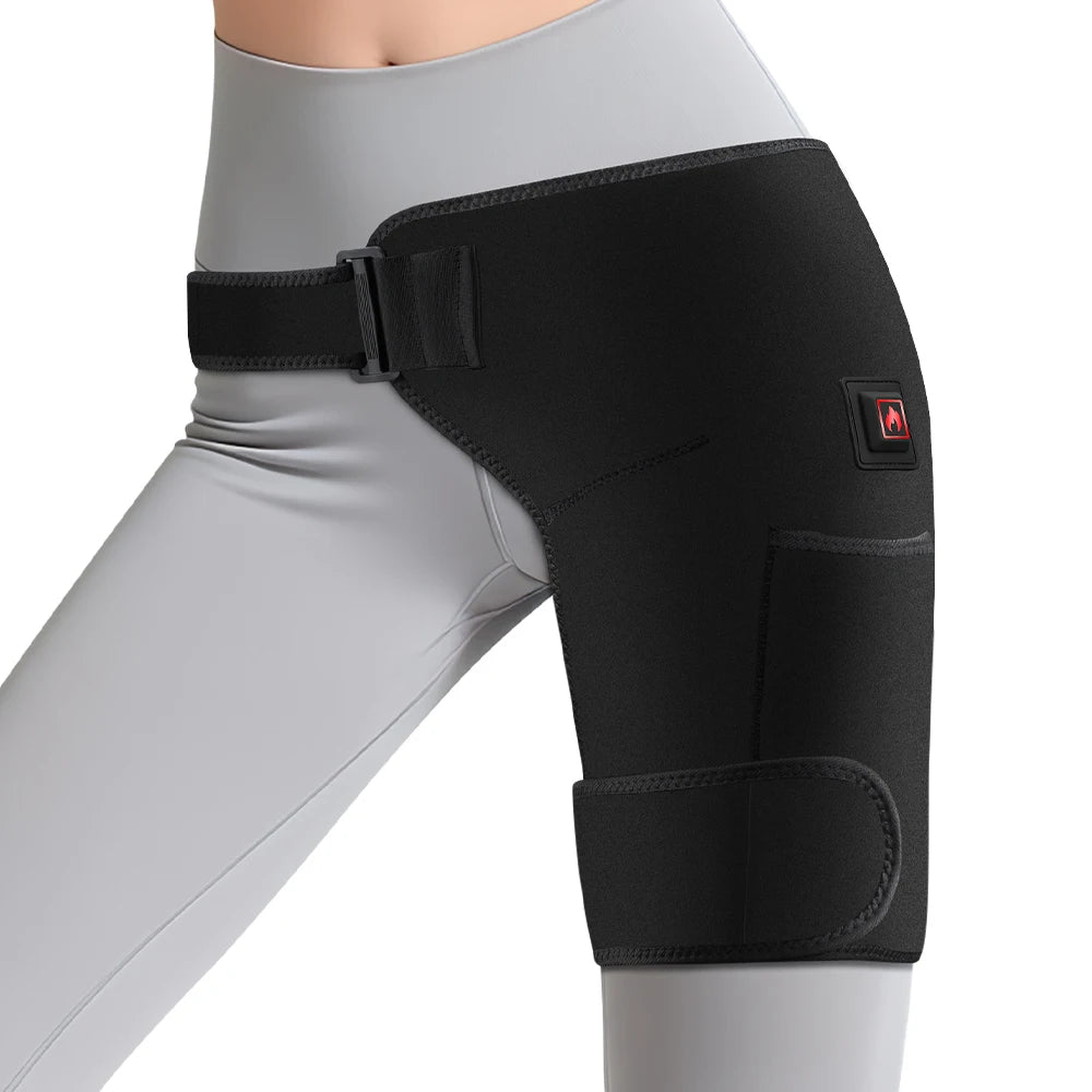 USB Charging Heated Hip Support Brace with 660nm Far Infrared 3 Adjustable Heating Levels Wrap for Hip Thigh Buttock