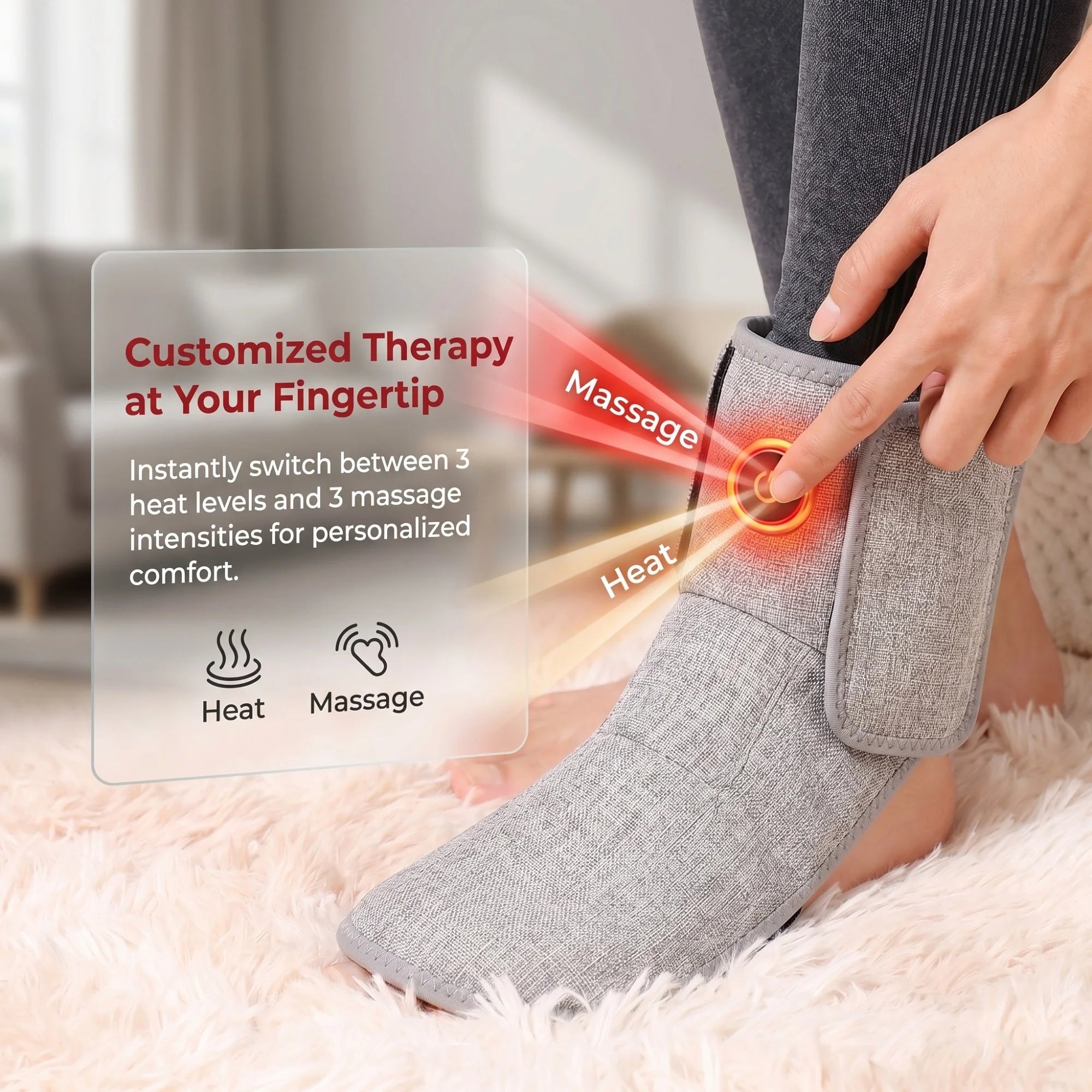 Red Light Heating Cordless Ankle Massager Wrist Wraps Support Brace Ankle Heating Pad Heated Hand Foot Vibration Massage Belt