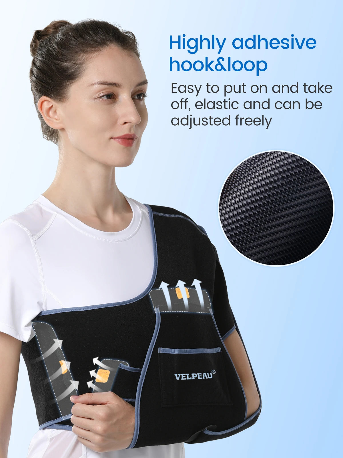 VELPEAU Shoulder Sling Breathable for Rotator Cuff Tear, Arm Fracture and Dislocation, Shoulder Immobilizer for Sleeping