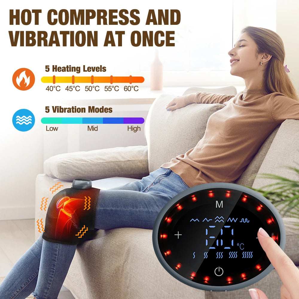 Heating Massage Support Brace 3 in 1 Electric Knee Shoulder Elbow Vibration Massage Belt Hot Compress Leg Joint Muscle Relax