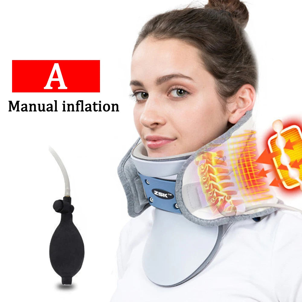 Inflatable Neck Traction Device Neck Hot Compress Cervical Vertebra Tractor Support Stretcher Posture Corrector Cervical Collar
