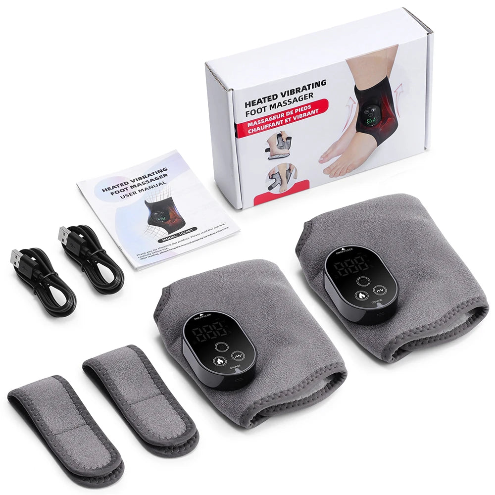Dual Motor Foot Heat Massager 6 Levels Heating 3 Vibration Massage Foot and Ankle Joint Hot Compress Protection Support Tool
