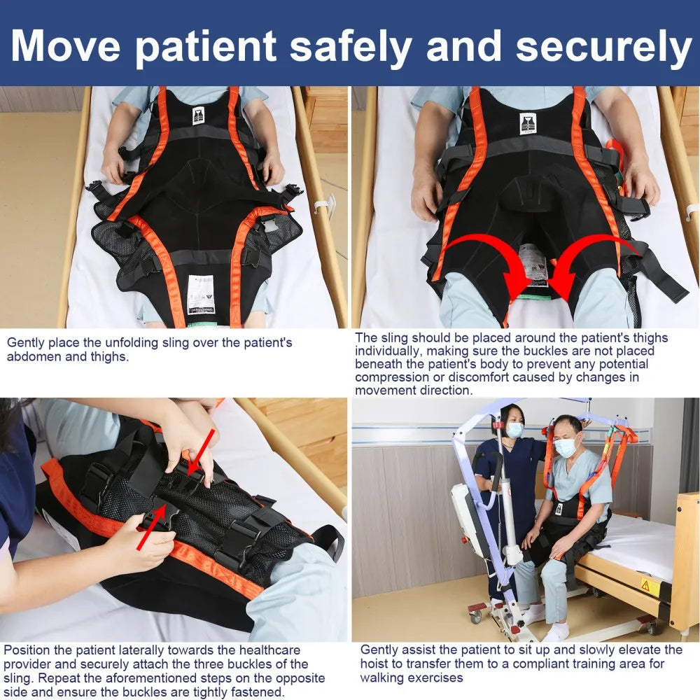 Ehucon Professional Walking Assist Lift Sling Hoist Ambulating Training Washable Stand Support Sling SWL 500lbs
