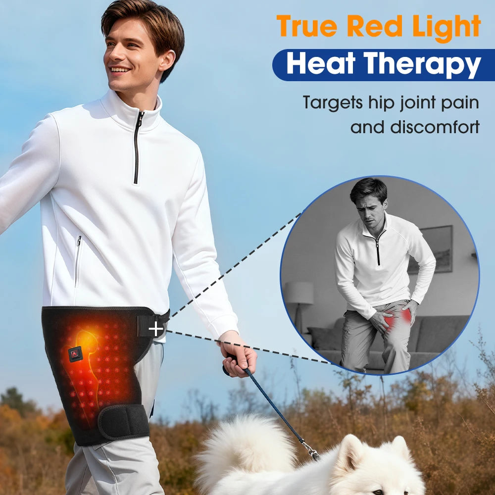 USB Charging Heated Hip Support Brace 660nm Far Infrared 3 Levels Adjustable Heating Wrap for Hip Thigh Buttock