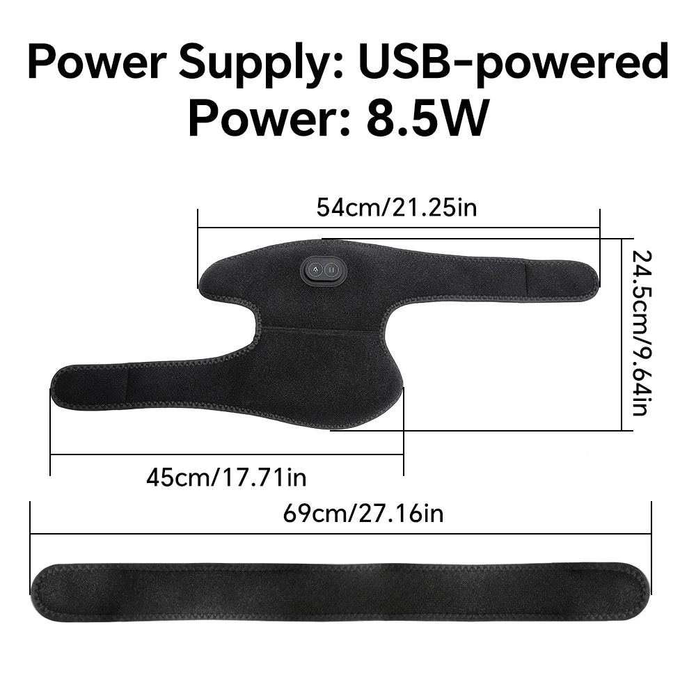 Smart Heated Massage Brace for Shoulder, USB Powered Shoulder Heating Pad for Joint & Muscle Massage, Left and Right Arm All Use