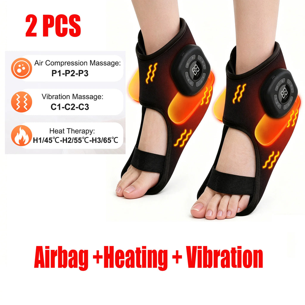 Portable Foot Massager with Heat, Cordless Ankle Massage for Plantar Fasciitis, Swelling, Compression Boot for Circulation