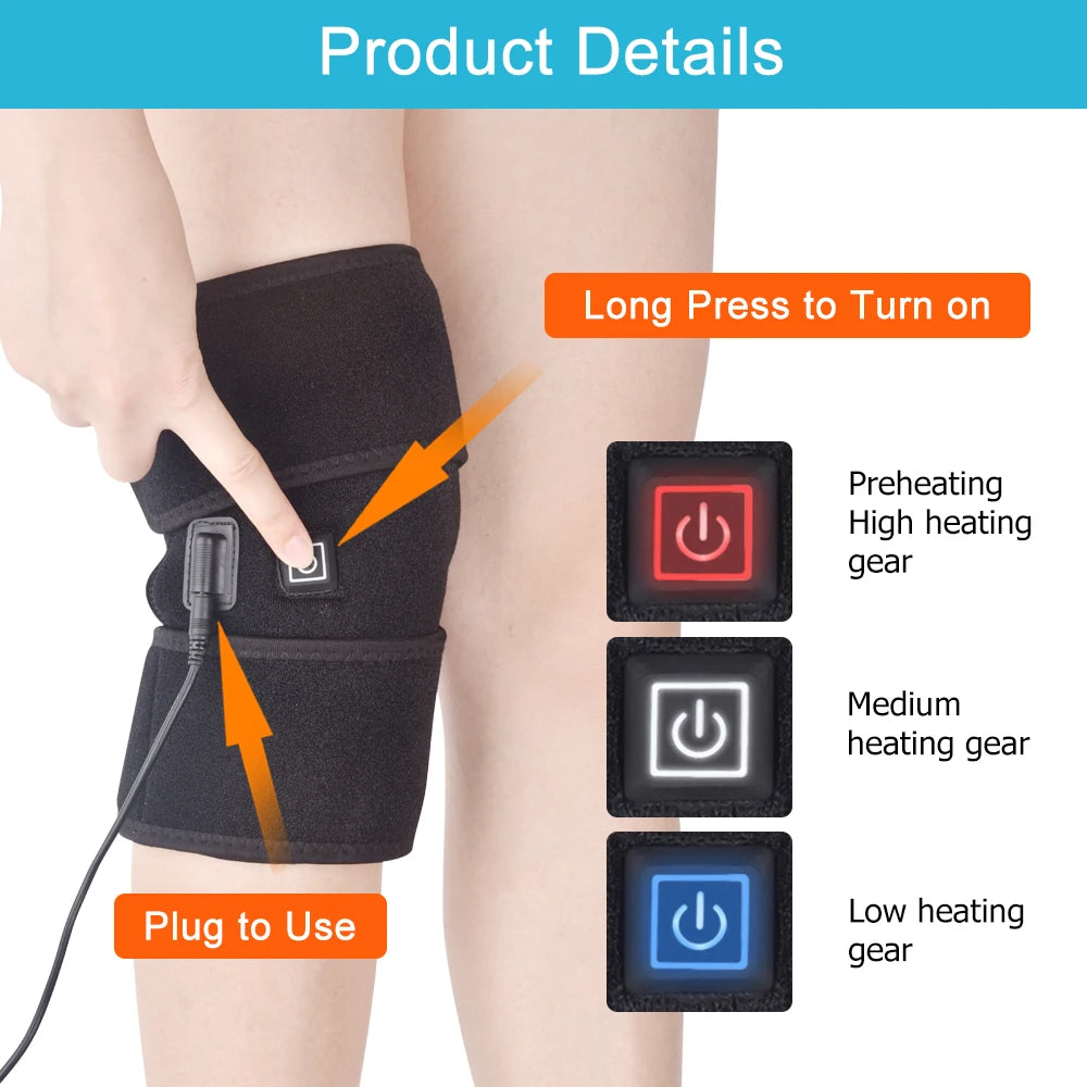 Electric Knee Heating Pad USB 3-gear Heated Knee Brace Support for Knee Joint Relaxation and Old Cold Leg Knee Warmer