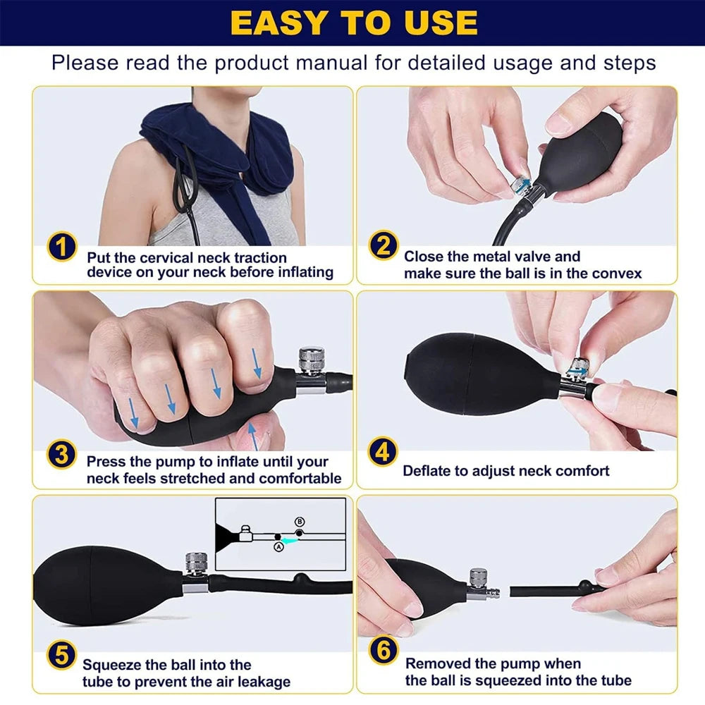 Cervical Neck Traction Device,Relief for Chronic Neck & Shoulder Alignment Pain,Inflatable Neck Stretcher Collar for Home Relief