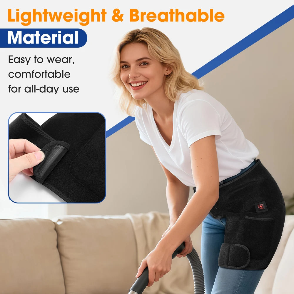 USB Charging Heated Hip Support Brace 660nm Far Infrared 3 Levels Adjustable Heating Wrap for Hip Thigh Buttock