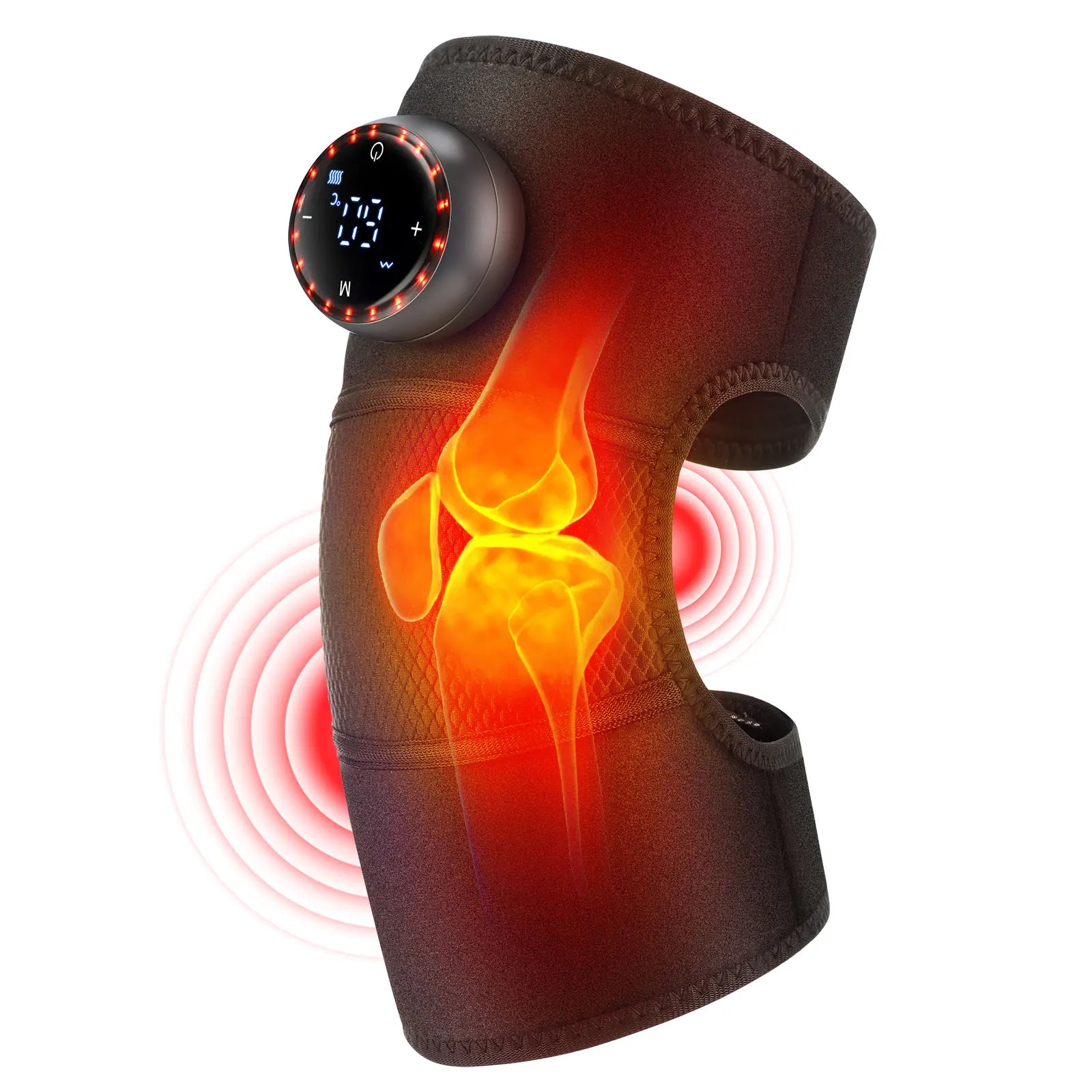 Electric Heated Knee Massager Vibration Protect Pad 3-in-1 Shoulder Arm Wrap 5 Temp Levels Extension Strap Keep Warm Relax
