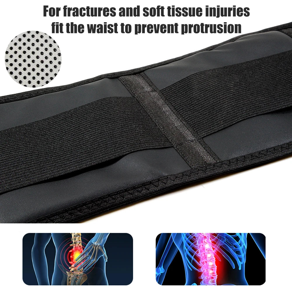 BYEPAIN Tourmaline Self-heating Magnetic Therapy Waist Support Belt Lumbar Back Waist Support Brace Double Banded Adjustable