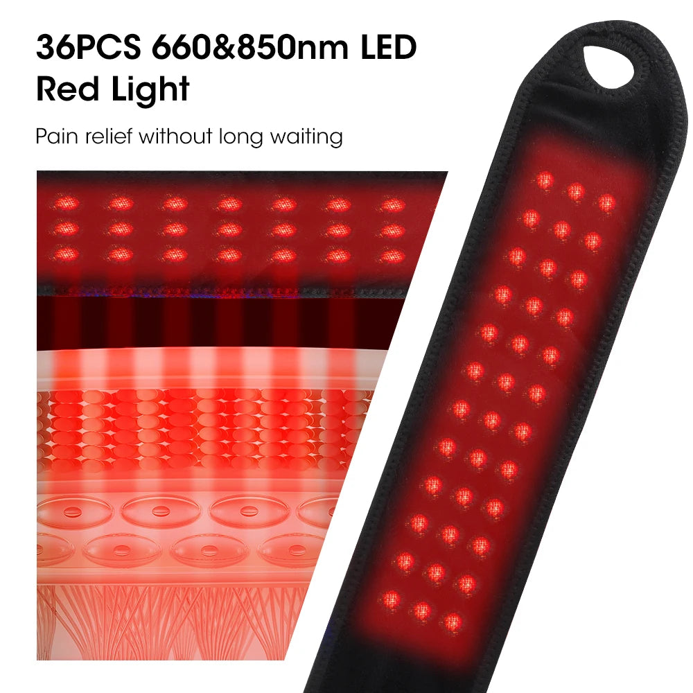 Wireless Vibration Heating Wrap 36pcs LED Beads 660&850nm Red Light Versatile Body Heating Pad for Knee Elbow Wrist Ankle