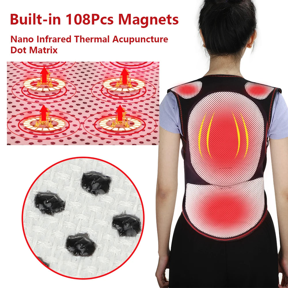 118 Tourmaline Self Heating Magnetic Therapy Waist Belt Spine Lumbar Brace Back Neck Shoulder Massager Posture Corrector Belt