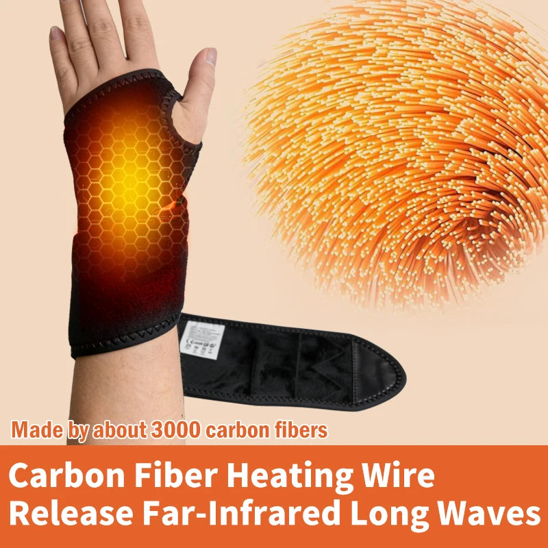 Cordless Wrist Heating Pad Vibration Massage Heated Wrist Brace Left Right Hand  Women Men 3 Heat Vibration Levels Rechargeable