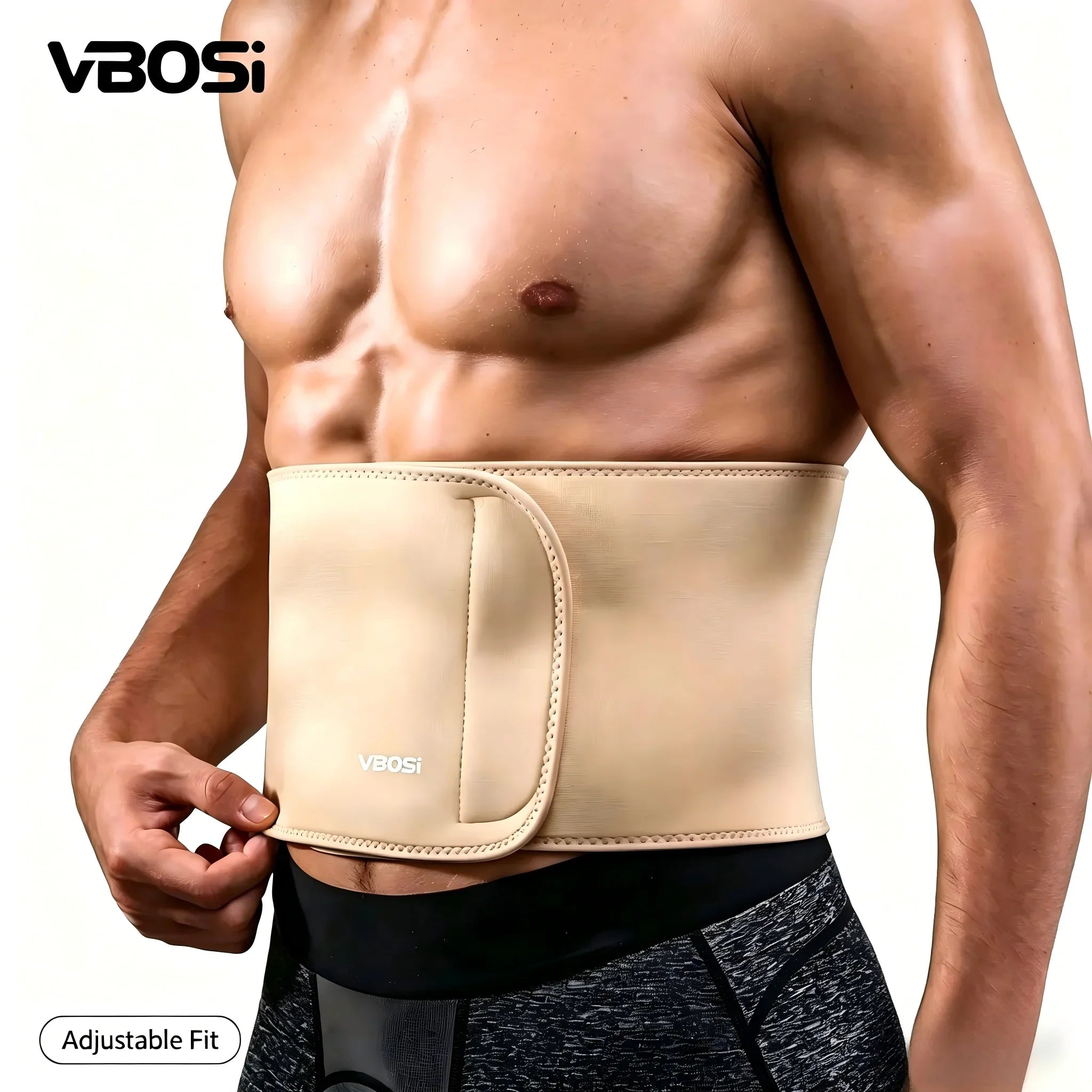 VBOSI Adjustable Waist Trainer Sweat Belt for Men Women, Lumbar Support Waist Trimmer for Gym & Sports