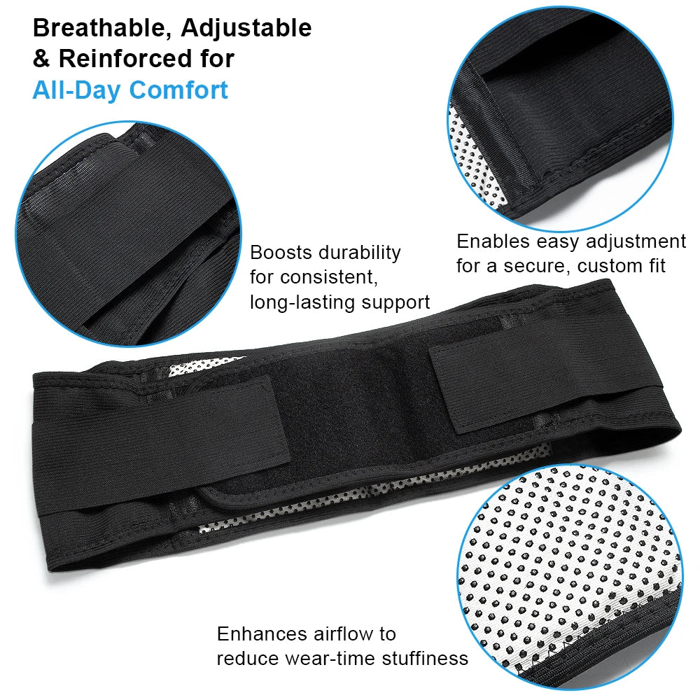 Magnetic Therapy Heating Back Brace, Heated Waist Wrap for Sciatica & Lower Back Pain, Adjustable Lumbar Support Belt
